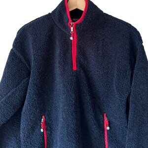Brooks Brothers Sherpa Fleece Pull On Quarter Zip Sweatshirt Kangaroo Pocket